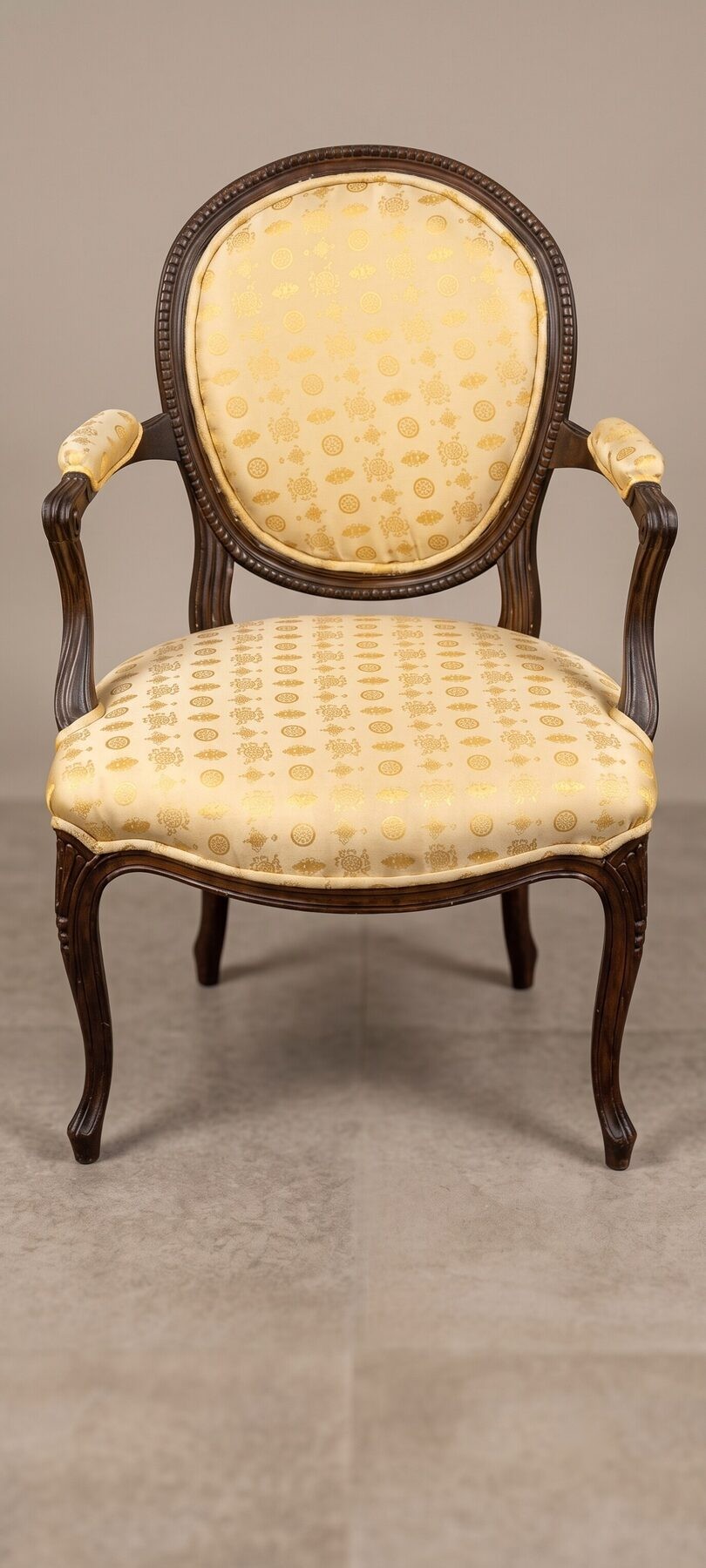 Louis XV armchair upholstered in patterned silk